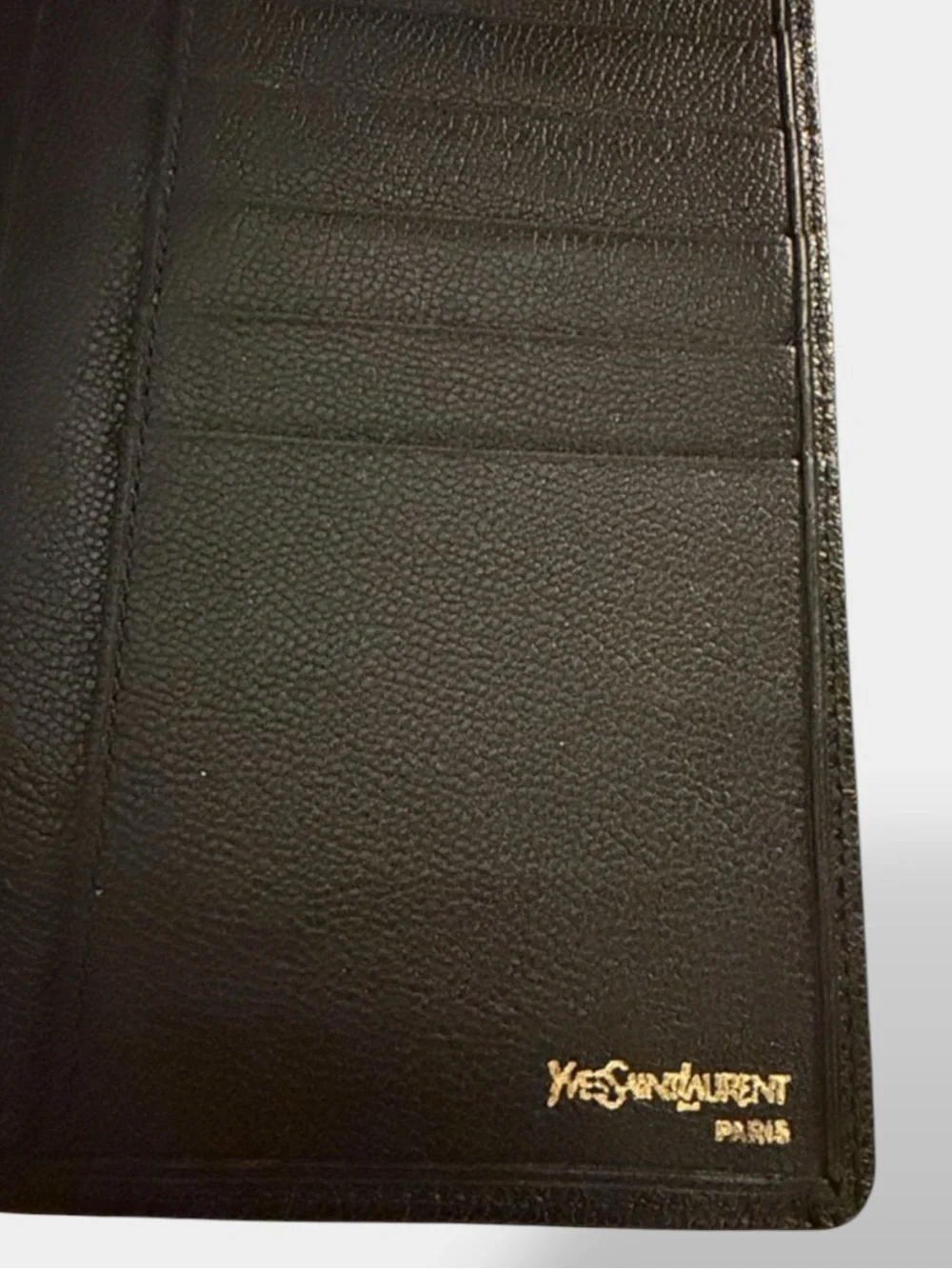 Yves Saint Laurent 🪢VTG Black Leather Long Wallet with Gold Corner Hardware - Picture 7 of 8
